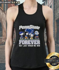 Pretty Peanuts characters on a Penn State Nittany Lions tank top, celebrating fandom with 'Forever, Not Just When We Win' slogan.