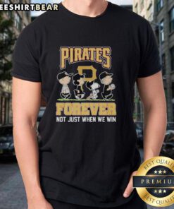 Alt Text: Pretty Peanuts Characters X Pittsburgh Pirates MLB Forever T-Shirt showcasing fun design for fans, perfect for game day.