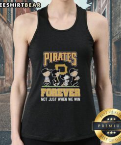 Pretty Peanuts characters in Pittsburgh Pirates MLB tank top, celebrating fandom with 'Forever, Not Just When We Win' slogan.