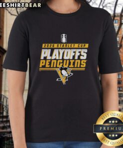 Pretty Pittsburgh Penguins Stanley Cup Playoffs 2026 ladies tee featuring a stylish design and team colors.