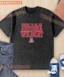Alt Text: Pretty Proud To Be An Arizona Wildcat washed t-shirt featuring the university logo and vibrant colors for fans.