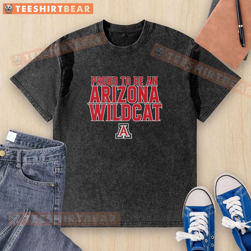 Alt Text: Pretty Proud To Be An Arizona Wildcat washed t-shirt featuring the university logo and vibrant colors for fans.
