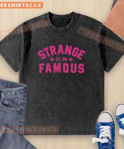 Alt Text: Pretty Strange Famous Est 1996 washed t-shirt featuring a vintage design and comfortable fit for casual wear.
