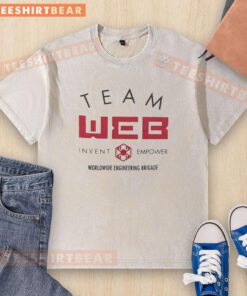 Pretty Team Web Invent Empower Worldwide Engineering Brigade washed t-shirt in vibrant colors, ideal for tech enthusiasts.