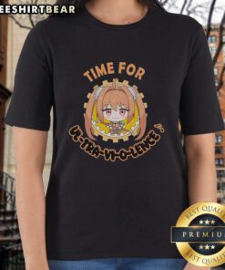 Pretty Time for Ul Tra Vi O Lence anime ladies tee featuring vibrant graphics of popular anime characters.