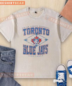 Pretty Toronto Blue Jays Major League Baseball Cooperstown Diamond washed t-shirt in vibrant blue and white design.