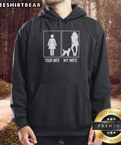 Pretty Your Wife My Wife Poodle Hoodie featuring a cute poodle graphic, perfect for dog lovers and cozy casual wear.