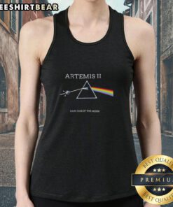 Top Artemis II Dark Side of the Moon Space Mission 2026 tank top featuring a lunar design and mission details.