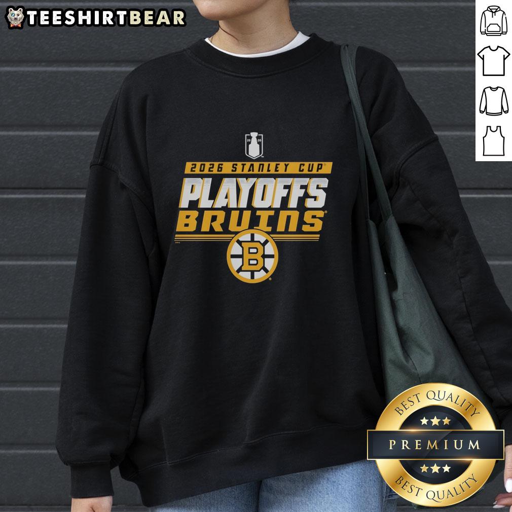 2026 Boston Bruins Stanley Cup Playoffs sweatshirt featuring team colors and logo, perfect for fans.