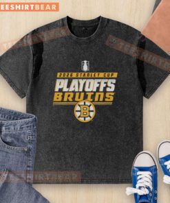 Top Boston Bruins Stanley Cup Playoffs 2026 washed t-shirt featuring team logo and vibrant colors for fans.