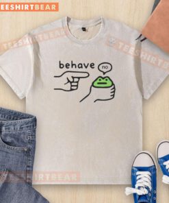 Funny frog meme showing a dishonest frog in a stained T-shirt, highlighting quirky humor about behavior and cleanliness.