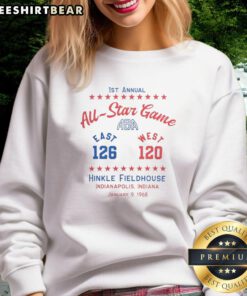Top First Annual ABA All-Star Game Sweatshirt featuring vibrant colors and stylish design, perfect for fans and collectors.