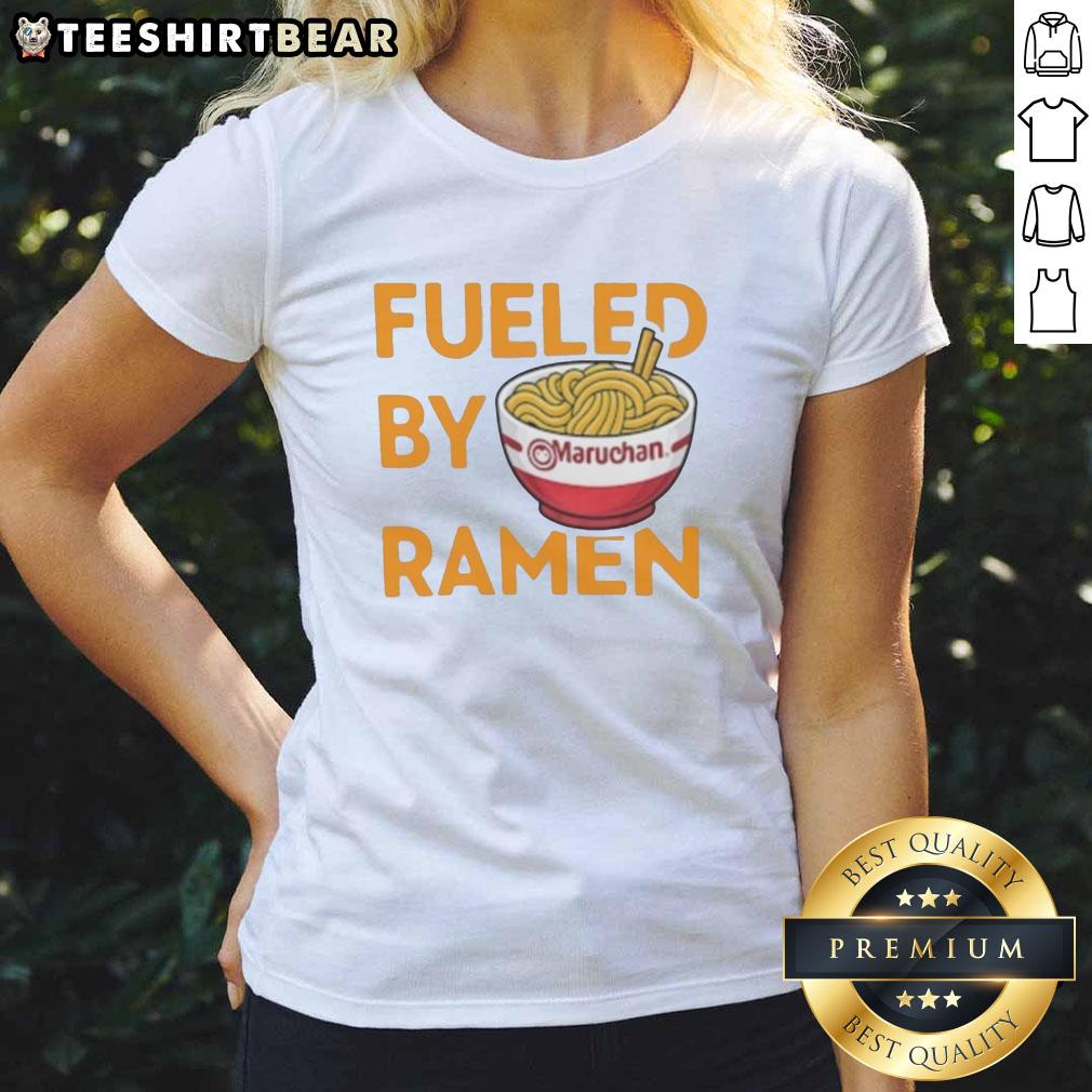Stylish Top Fueled By Ramen Maruchan Ladies Tee featuring vibrant graphics and a comfortable fit for ramen lovers.