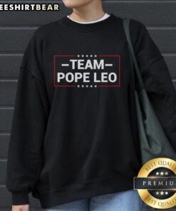Alt Text: Top I Heart Love Team Pope Leo XIV Sweatshirt in stylish design, perfect for fans of Pope Leo XIV and unique fashion.