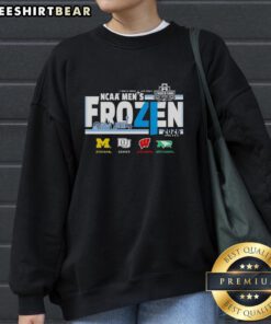 Top Michigan Denver Wisconsin North Dakota NCAA 2026 Frozen Four men's hockey sweatshirt in vibrant team colors.