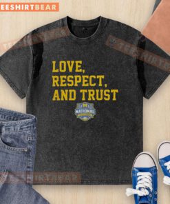 Top Michigan Wolverines MBB 2026 National Champions t-shirt featuring 'Love, Respect, and Trust' design.