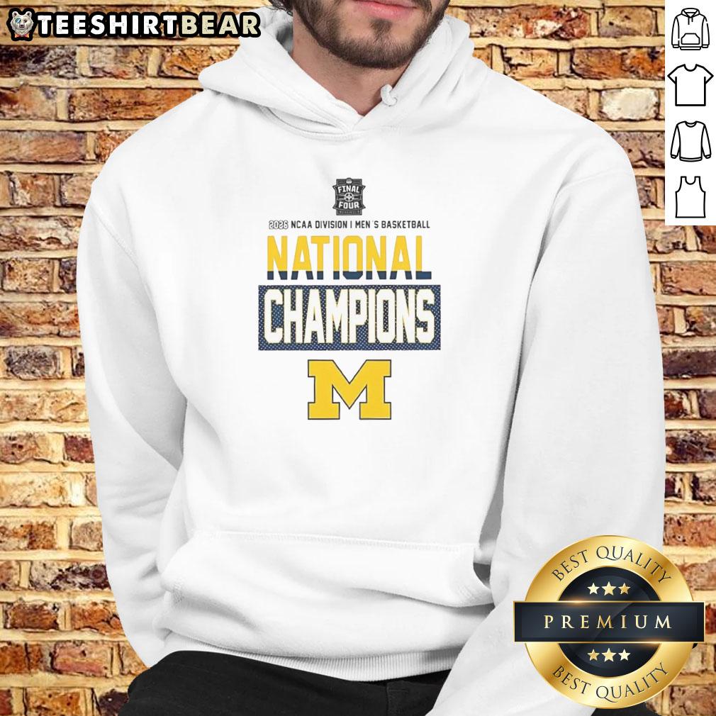 2026 NCAA Division I Men's Basketball National Champions hoodie featuring Michigan Wolverines logo and design.