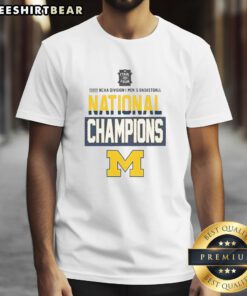 2026 Michigan Wolverines NCAA Division I Men's Basketball National Champions T-Shirt featuring team colors and logo.