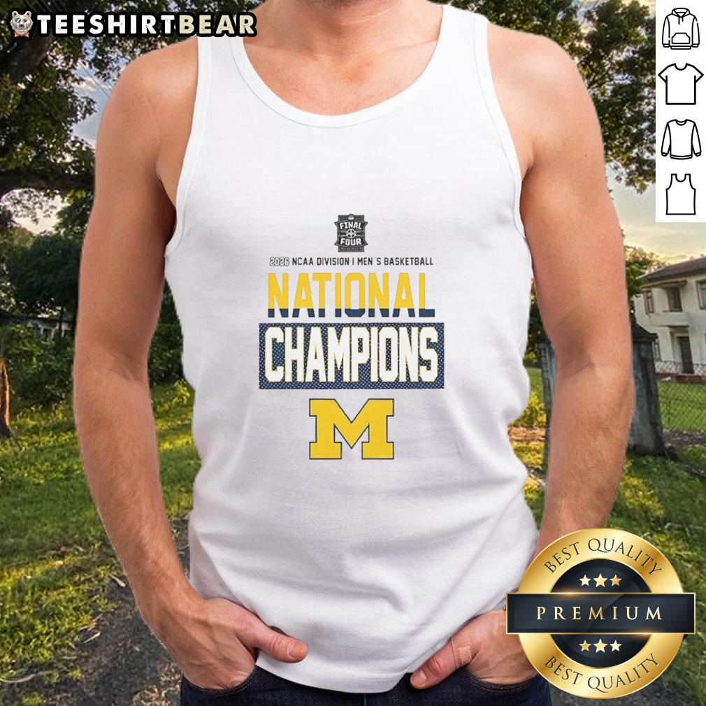 Alt Text: 2026 NCAA Division I Men's Basketball National Champions Michigan Wolverines tank top featuring vibrant team colors.