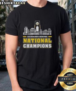 Top Michigan Wolverines NCAA Men's Basketball National Champions t-shirt featuring a city skyline design.
