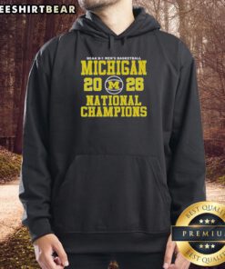 2026 NCAA D-1 Men's Basketball National Champions hoodie featuring the Michigan Wolverines logo and stylish design.