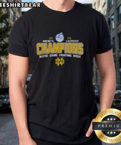 Alt Text: 2026 NCAA Notre Dame Fighting Irish Lacrosse Tournament Champions T-Shirt featuring team logo and vibrant design.