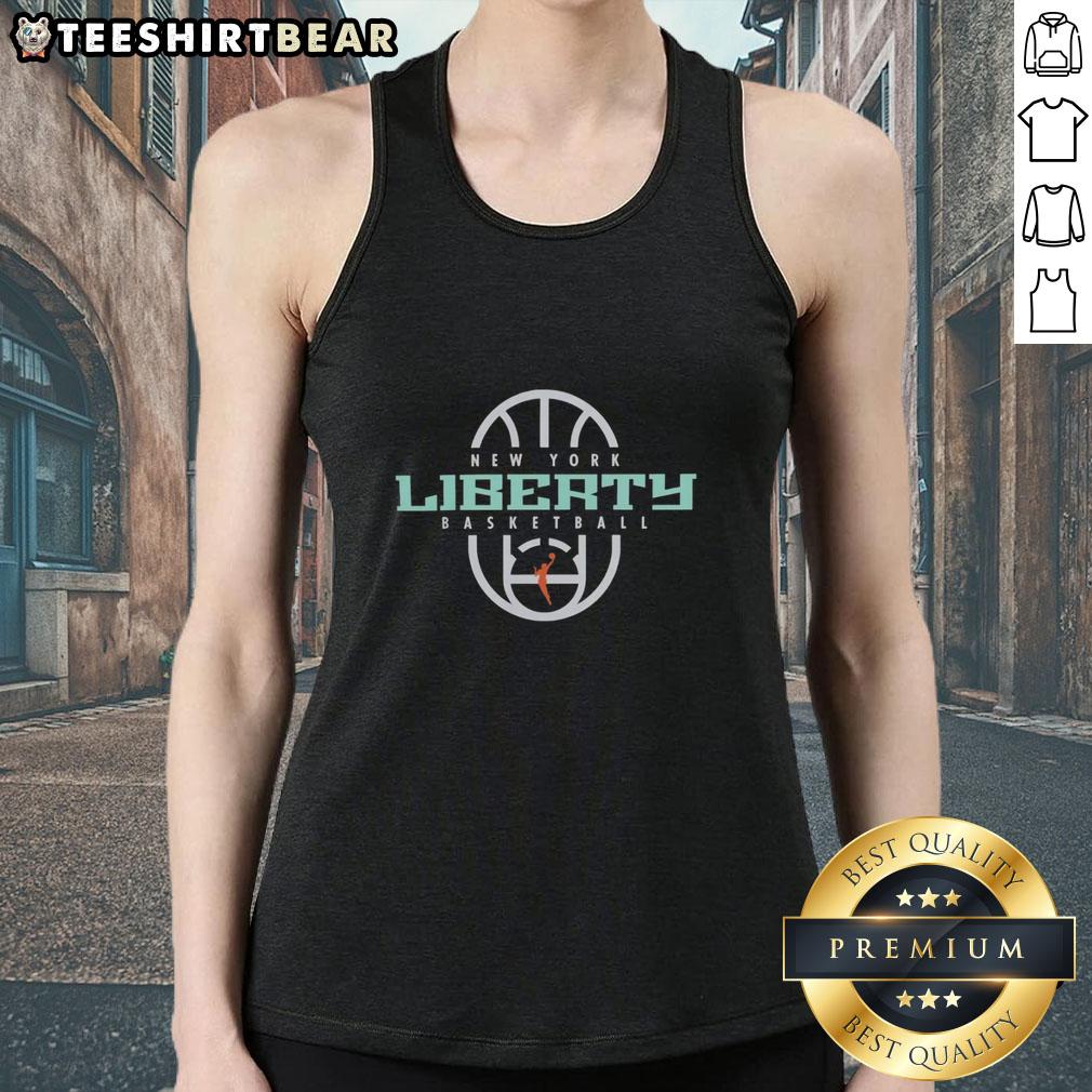 Alt Text: Top New York Liberty Basketball 2026 authentic on-court logo tank top for fans and players.