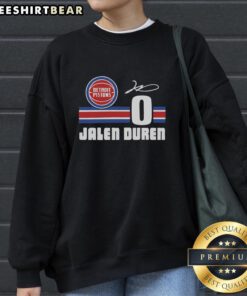 Jalen Duren signature sweatshirt featuring the Detroit Pistons logo, perfect for fans and stylish casual wear.