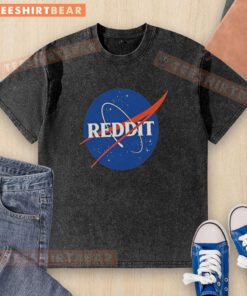 Top Reddit NASA logo washed t-shirt featuring a vintage design and vibrant colors, perfect for space enthusiasts.