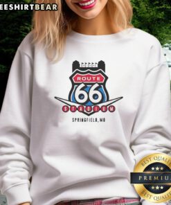 Top Route 66 Stadium sweatshirt featuring Springfield Missouri design, perfect for sports fans and travelers.