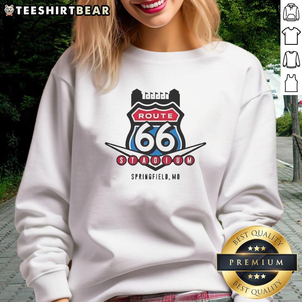 Top Route 66 Stadium sweatshirt featuring Springfield Missouri design, perfect for sports fans and travelers.