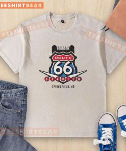 Top Route 66 Stadium Springfield Missouri washed t-shirt featuring vibrant graphics and soft fabric for comfort.