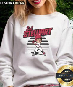 Top Sal Stewart caricature toon sweatshirt featuring a colorful cartoon design of the popular baseball player.