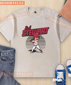 Top Sal Stewart caricature on a stylish washed t-shirt, perfect for fans seeking unique apparel.
