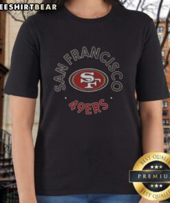 Top San Francisco 49ers Circle Ladies Tee featuring vibrant team colors and logo, perfect for female fans.