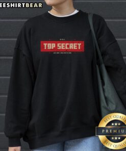 Cozy Top Secret Job Sweatshirt in navy blue with unique graphic design, perfect for casual wear and job enthusiasts.