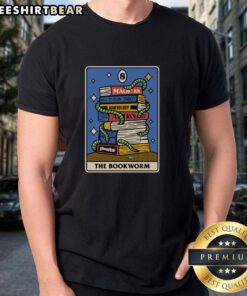 Top The Bookworm Tarot T-Shirt featuring a whimsical tarot card design, perfect for book lovers and tarot enthusiasts.