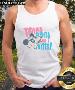 Top Trans Rights or I Bites tank top featuring bold graphic design promoting LGBTQ+ rights and empowerment.