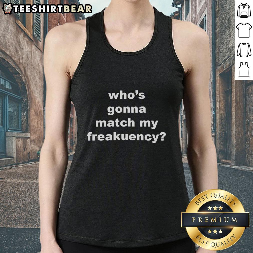 Stylish Top Who's Gonna Match My Freakuency Letter Tank Top in vibrant colors, perfect for casual summer outfits.