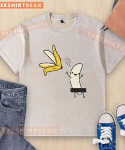 Awesome A Peeled Banana Sexy Cartoon design on a washed T-shirt, perfect for fun and quirky fashion lovers.