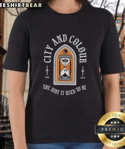 Awesome City and Colour solo 2026 tour Hourglass ladies tee featuring vibrant design and tour details.