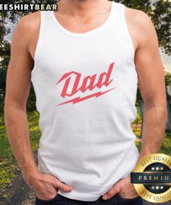 Alt Text: Awesome Dad Lightning Script Tank Top in black, perfect for Father's Day or casual summer outings.
