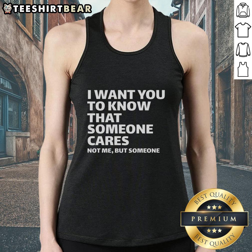 Stylish Lil Wuyn tank top with the phrase 'Someone Cares' in bold, perfect for casual wear and expressing care.