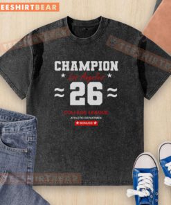 Awesome Los Angeles Champion 26 College League washed t-shirt in vibrant colors, perfect for casual wear and college pride.
