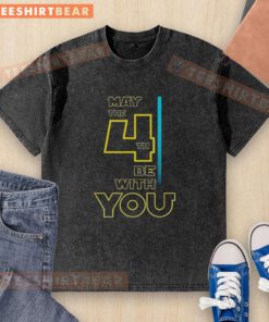 Awesome May the 4th Be With You Star Wars washed t-shirt featuring iconic characters and a stylish design.