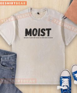 Awesome Moist T-Shirt featuring a humorous design, perfect for those who love quirky fashion and playful words.