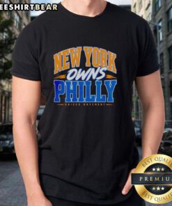 Alt Text: Awesome New York Knicks basketball t-shirt showcasing Philly rivalry statement, perfect for Knicks fans.
