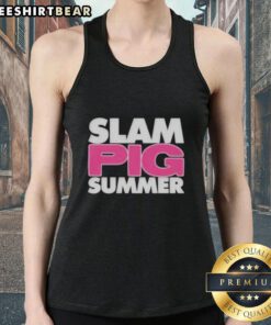 Awesome Slam Pig Summer Funny Quote Tank Top featuring a playful pig graphic and vibrant summer colors.