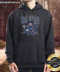 Awesome St. Louis Blues Disney Team ice hockey hoodie featuring vibrant graphics and cozy design for fans.