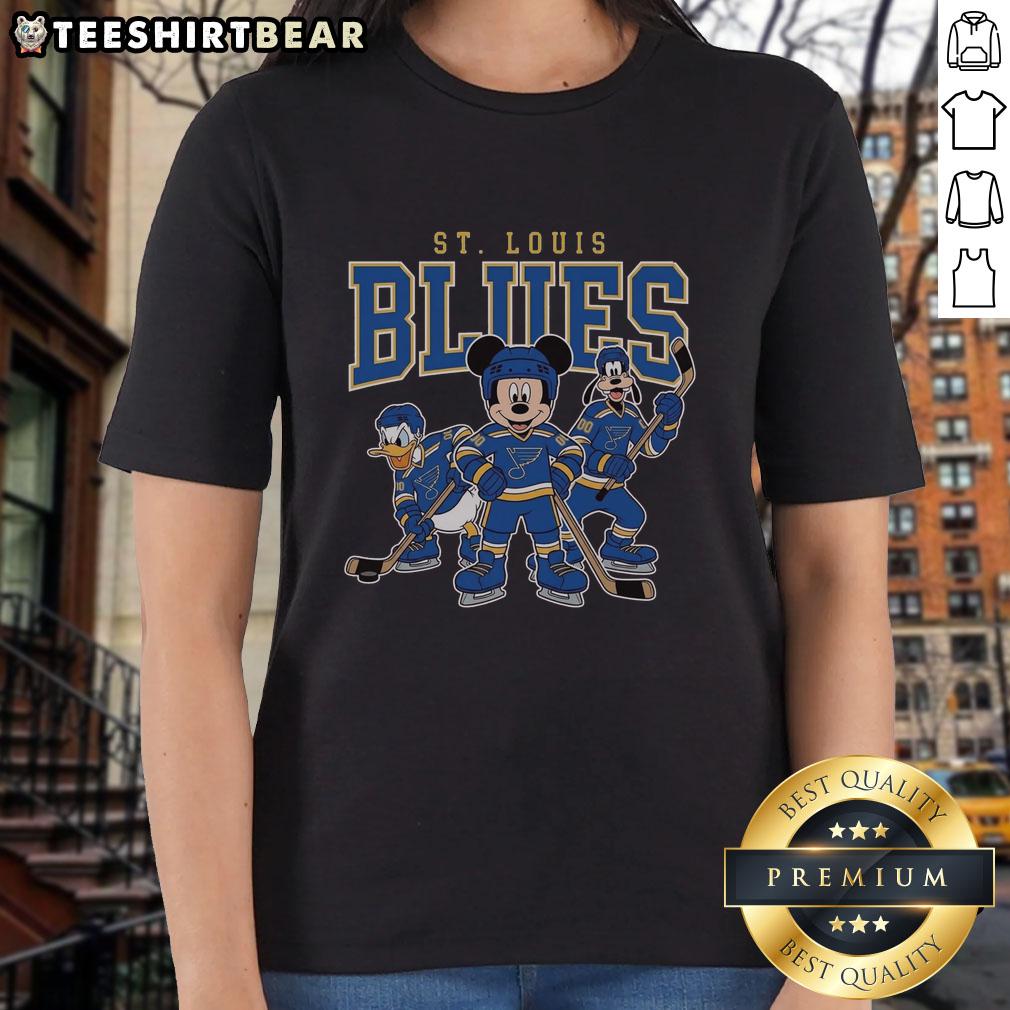 Awesome St. Louis Blues Disney Team ice hockey ladies tee featuring vibrant graphics and comfortable fit for fans.